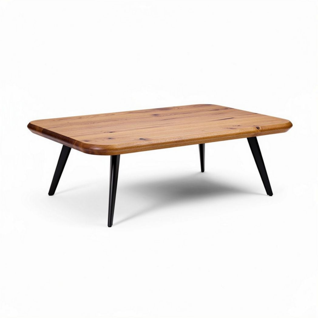 Salontafel van hout met zwarte metalen poten 100 x 60 x 40cm
