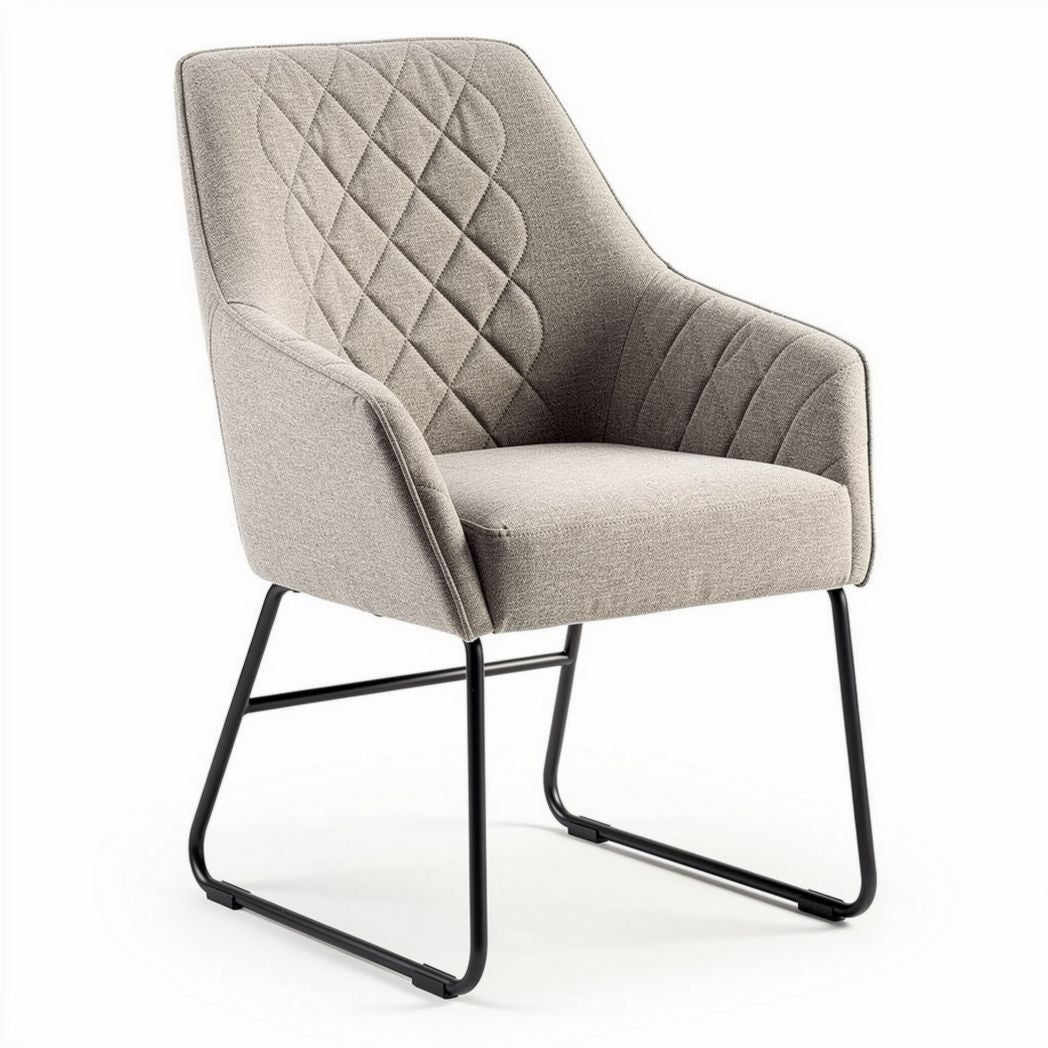 Gestoffeerde eetkamerstoel met metalen onderstel in grijs 70 x 65 x 90cm