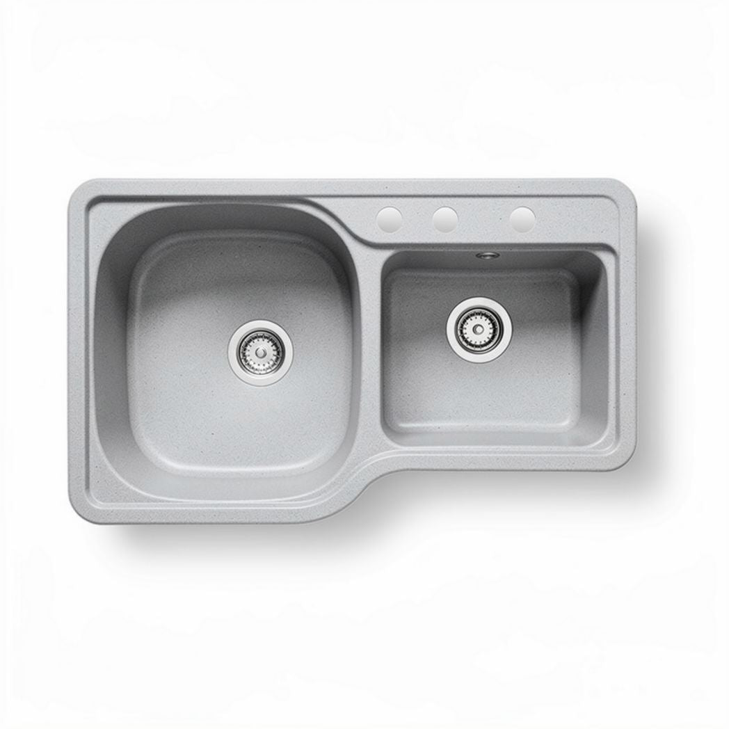 Dubbel spoelbak met afvoer van keramiek 80 x 45 x 20cm wit