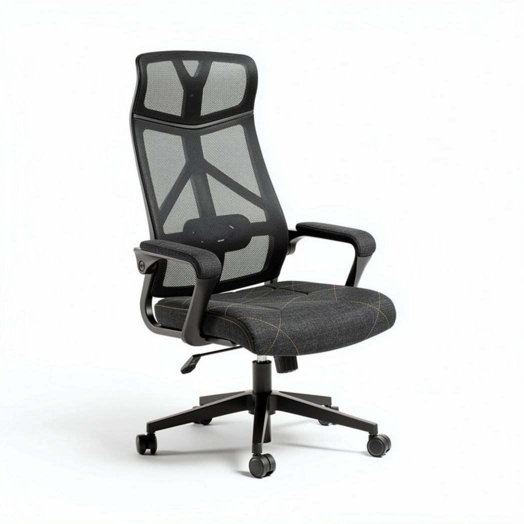 Ergonomische bureaustoel met mesh rugleuning en stoffering 65 x 65 x 120cm