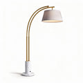 Marmeren vloerlamp met gouden buis en stoflampenkap 50 x 30 x 150cm