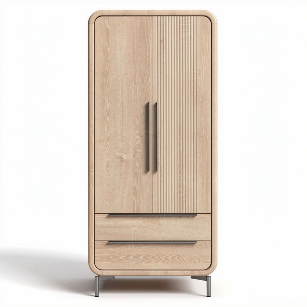 Witte houten kast met twee deuren en lade 80 x 40 x 180 cm