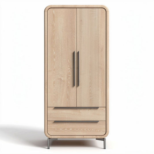 Witte houten kast met twee deuren en lade 80 x 40 x 180 cm