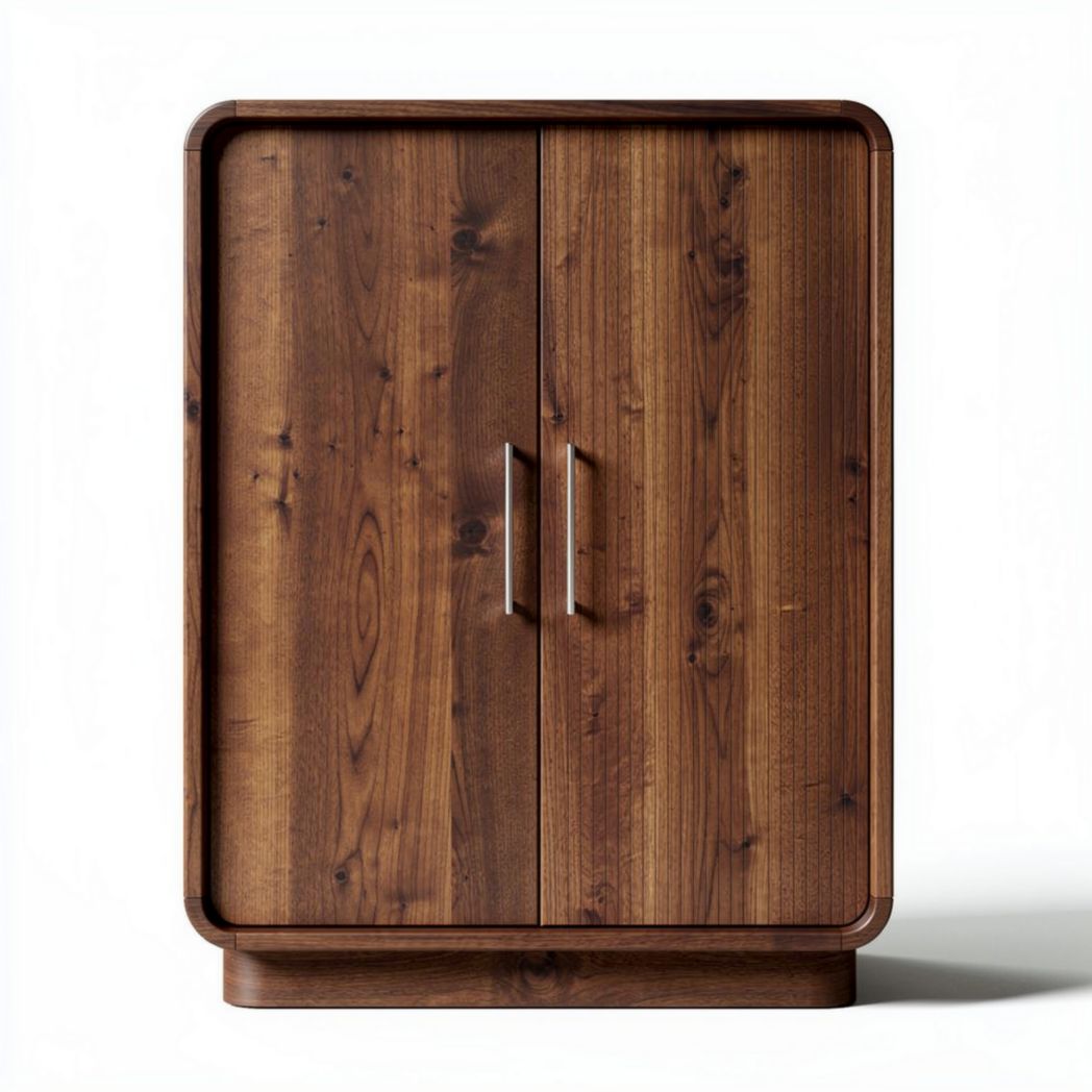 Houten kast met dubbele deuren in walnootafwerking 100 x 70 x 45cm